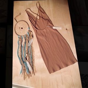 Tan Spaghetti Strap Bodycon Dress